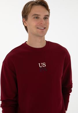 Erkek Comfort Fit Bisiklet Yaka Bordo Basic Sweatshirt - 50313760041