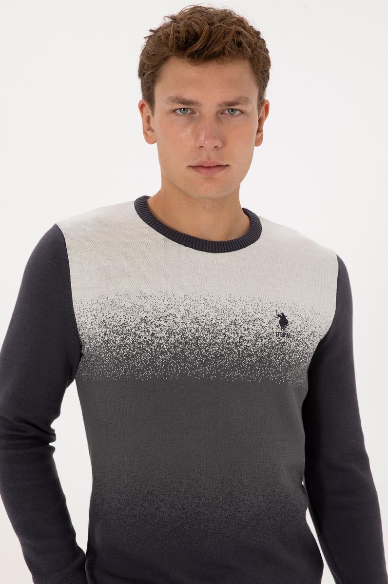 Erkek Regular Fit Bisiklet Yaka Antrasit Kazak