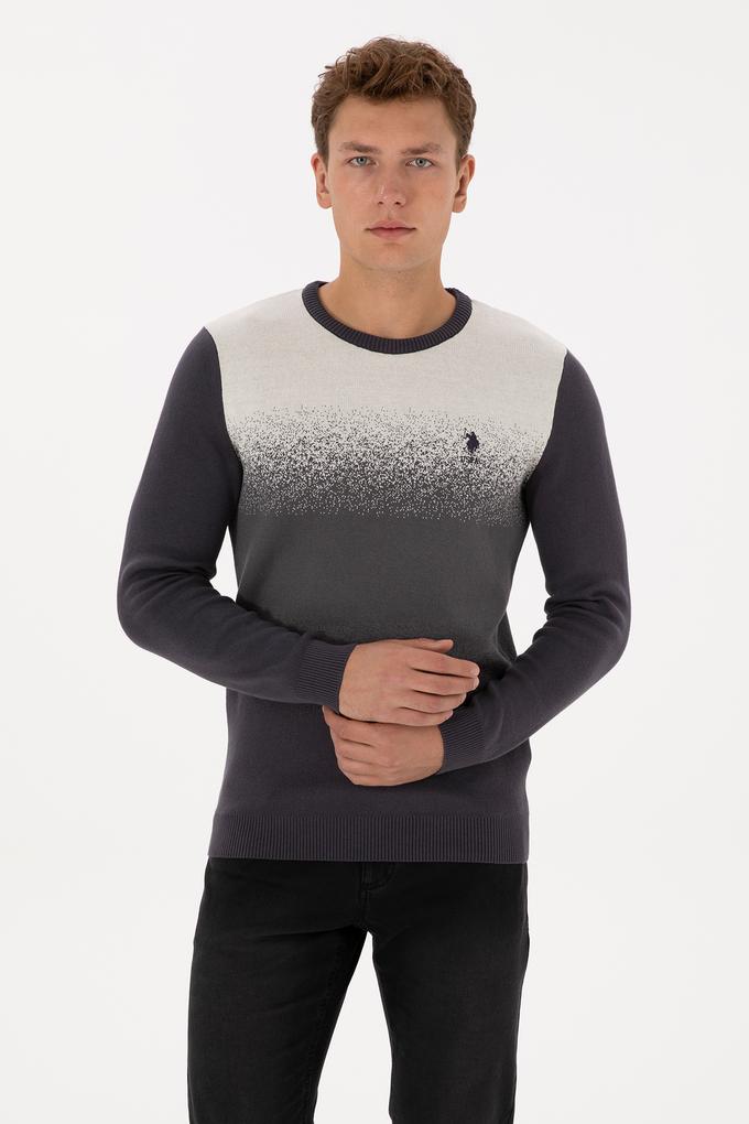 Erkek Regular Fit Bisiklet Yaka Antrasit Kazak