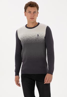 Erkek Regular Fit Bisiklet Yaka Antrasit Kazak - 50314985026