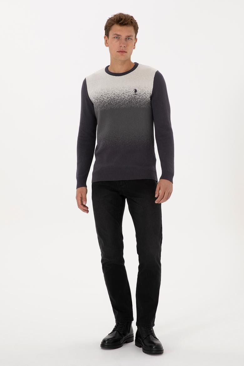 Erkek Regular Fit Bisiklet Yaka Antrasit Kazak - 50314985026