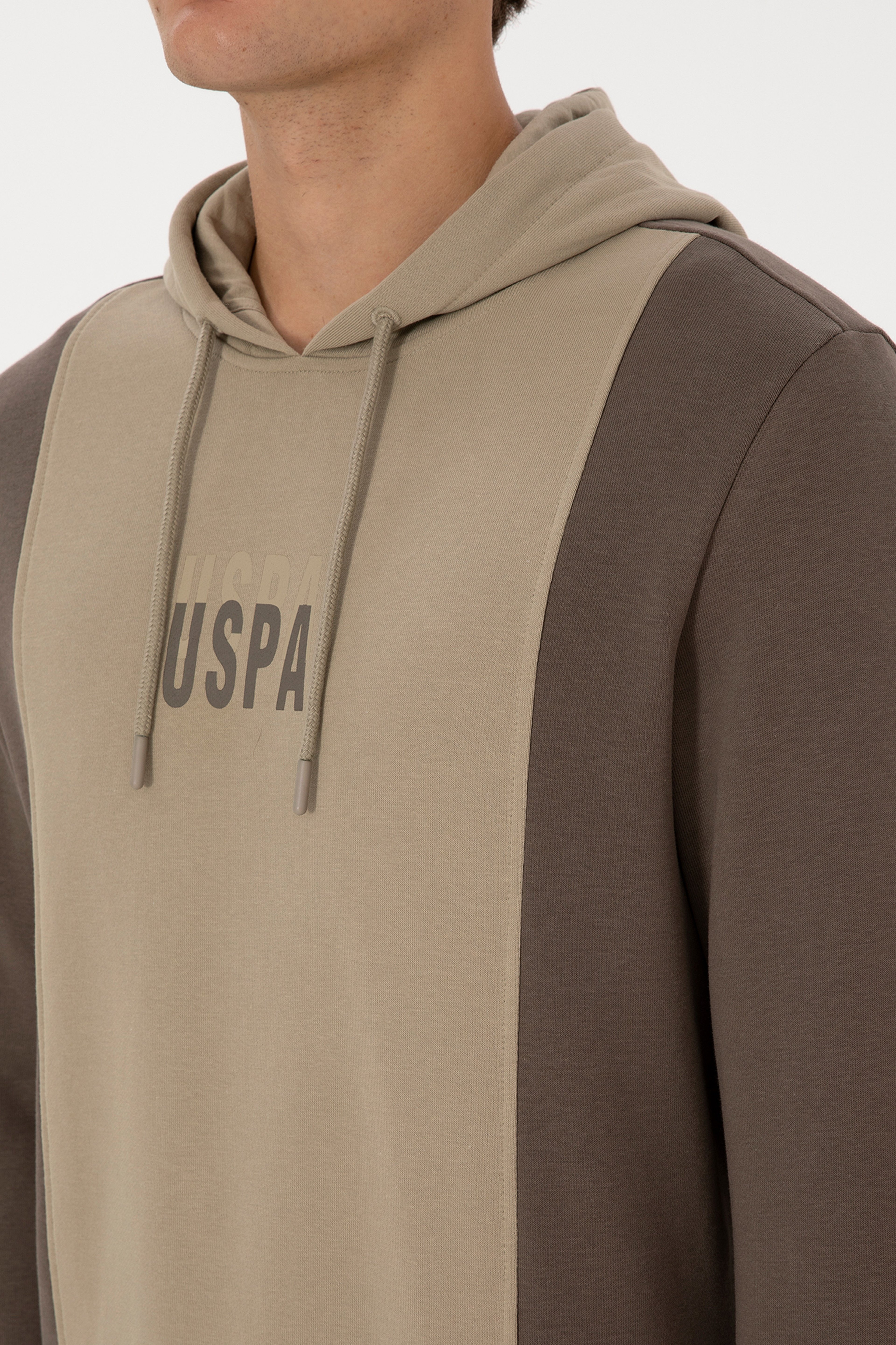 Erkek Regular Fit Kapüşonlu Vizon Sweatshirt - Image 7