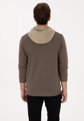 Erkek Regular Fit Kapüşonlu Vizon Sweatshirt - 50316365021