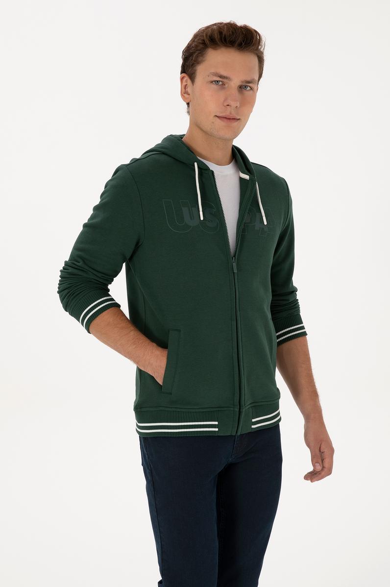 Erkek Koyu Yeşil Örme Hırka