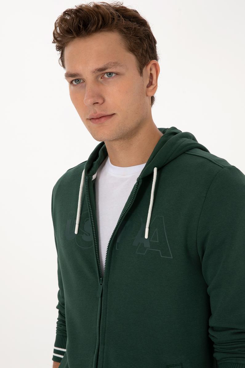 Erkek Koyu Yeşil Örme Hırka