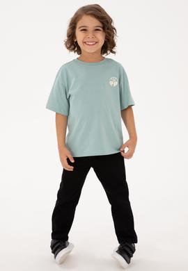 Erkek Çocuk Mint Bisiklet Yaka Basic Tişört - 50313887001