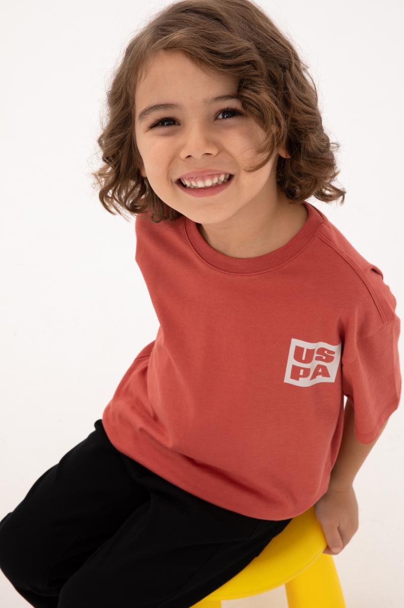 Erkek Çocuk Gül Kurusu Bisiklet Yaka Tişört