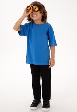 Erkek Çocuk Koyu Mavi Bisiklet Yaka Tişört - 50314961039