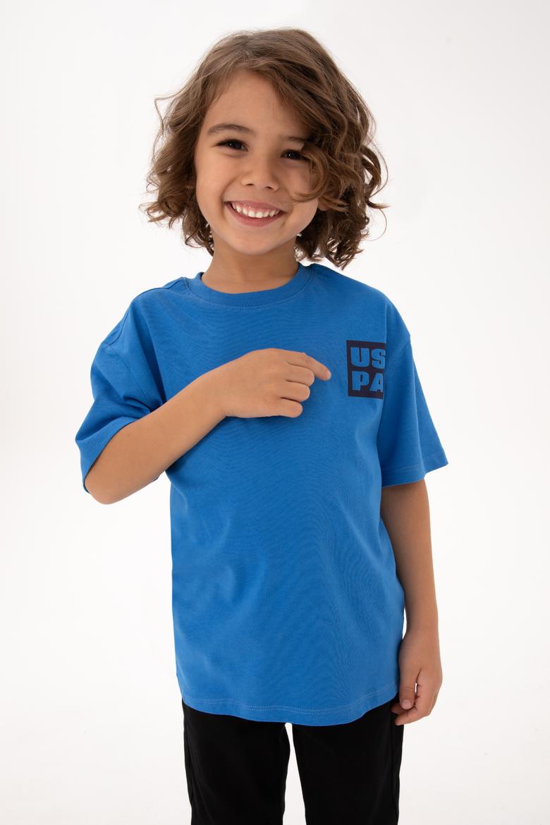 Erkek Çocuk Koyu Mavi Bisiklet Yaka Tişört