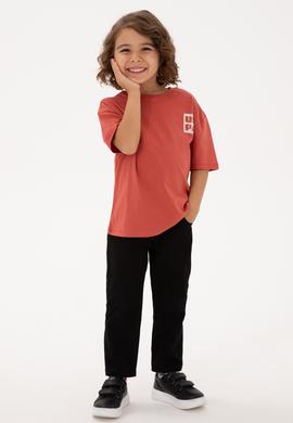 Erkek Çocuk Gül Kurusu Bisiklet Yaka Tişört - 50314961155