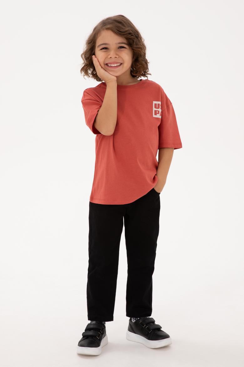 Erkek Çocuk Gül Kurusu Bisiklet Yaka Tişört - 50314961155