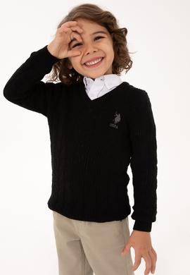 Erkek Çocuk Siyah Basic Kazak - 50315639034