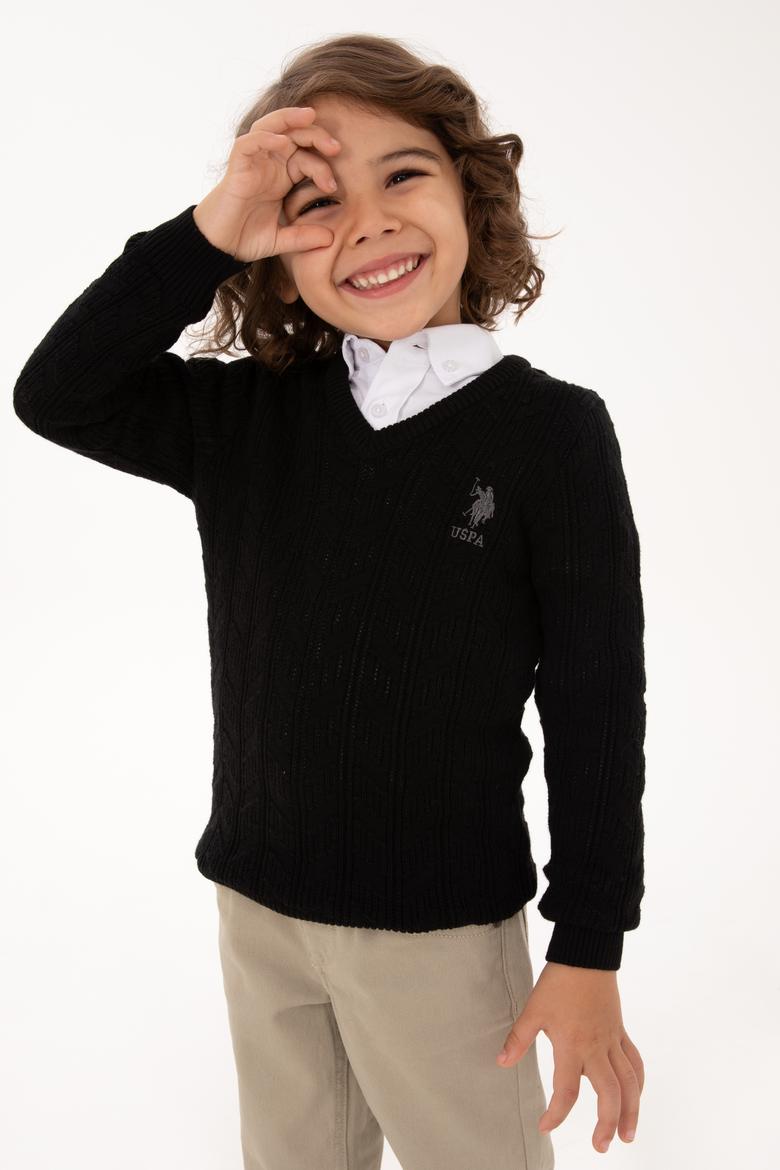 Erkek Çocuk Siyah Basic Kazak