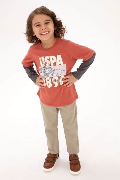 Erkek Çocuk Gül Kurusu Bisiklet Yaka Süprem Sweatshirt