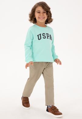 Erkek Çocuk Yeşil Basic Bisiklet Yaka Sweatshirt - 50313830231