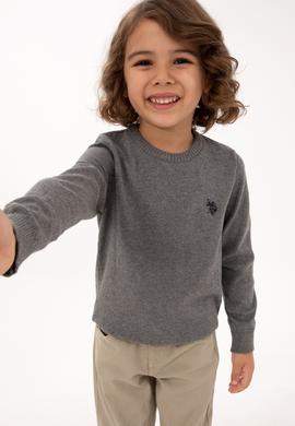 Erkek Çocuk Gri Melanj Basic Kazak - 50315586038