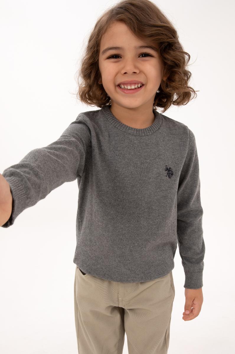 Erkek Çocuk Gri Melanj Basic Kazak