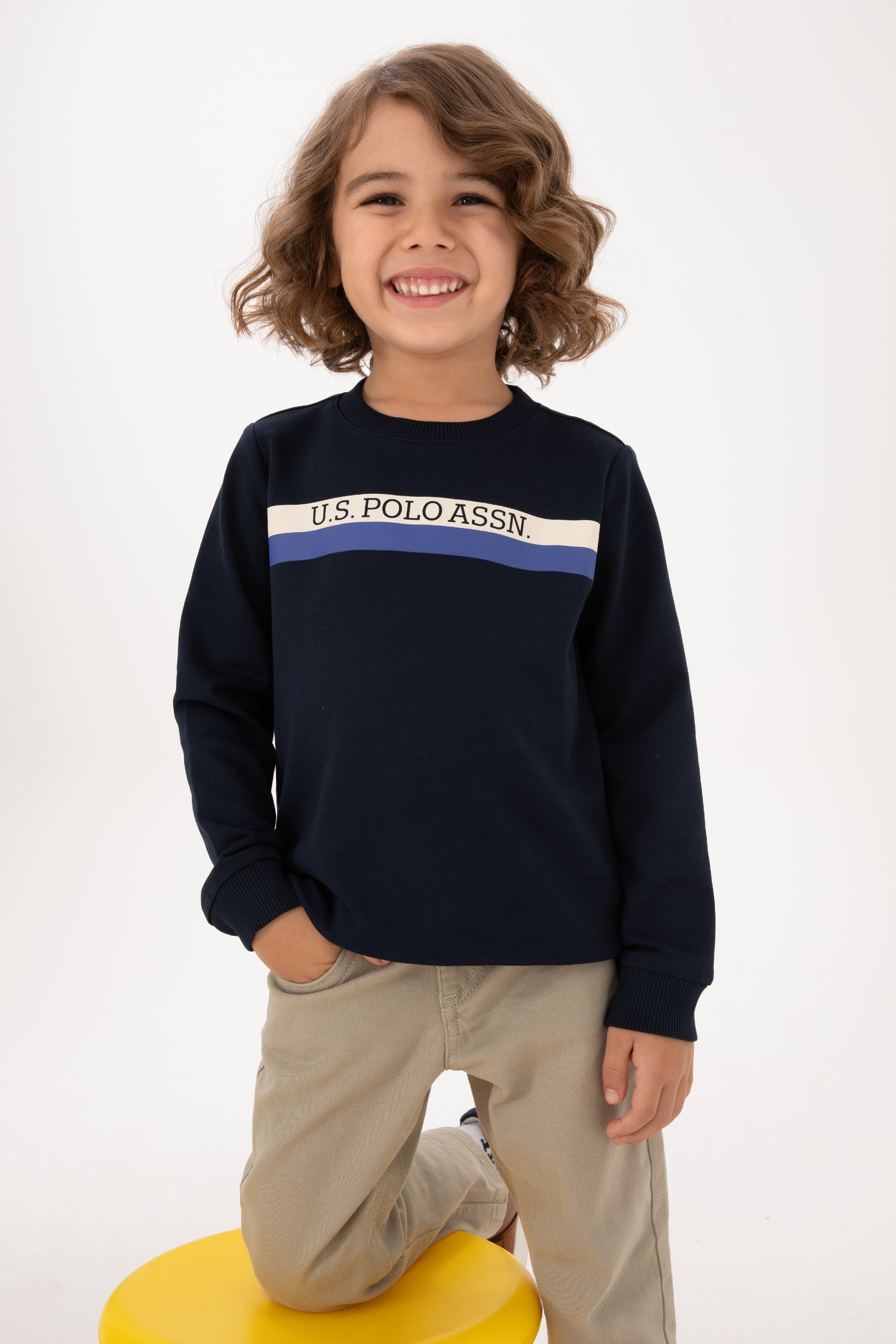 Erkek Çocuk Lacivert Basic Bisiklet Yaka Sweatshirt - Image 1