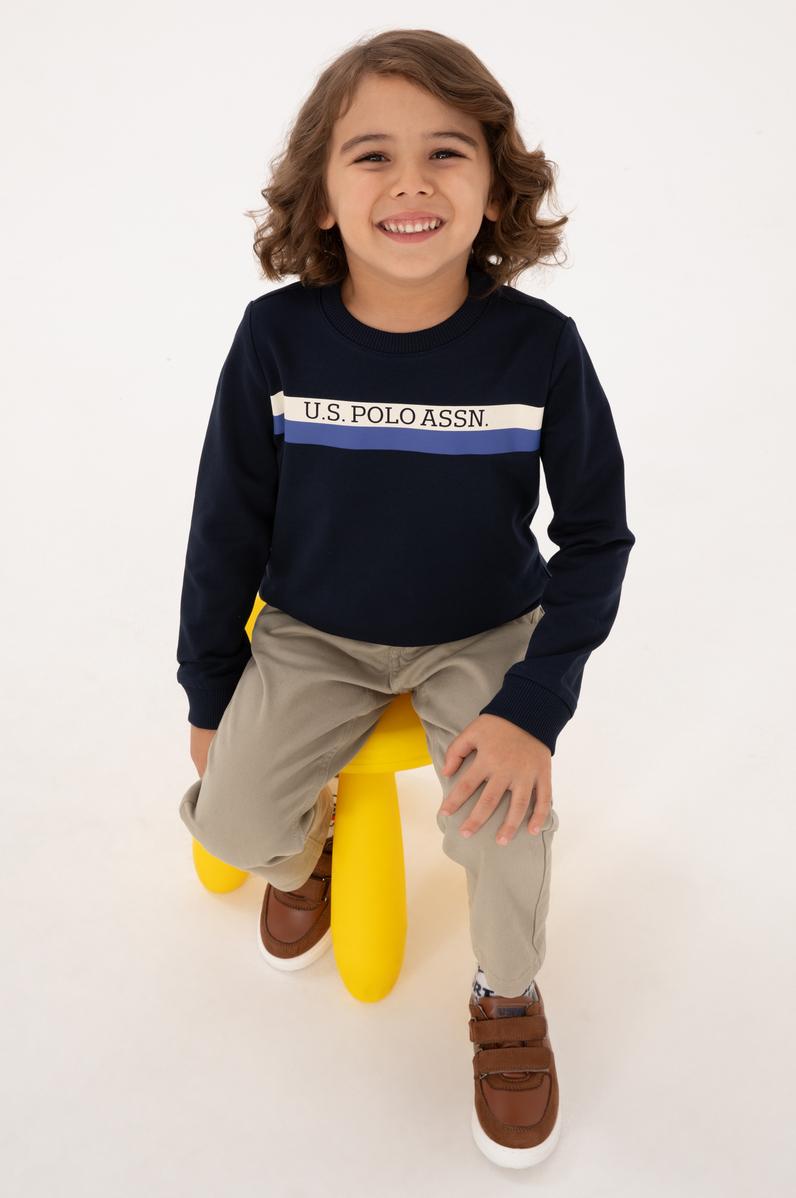 Erkek Çocuk Lacivert Basic Bisiklet Yaka Sweatshirt