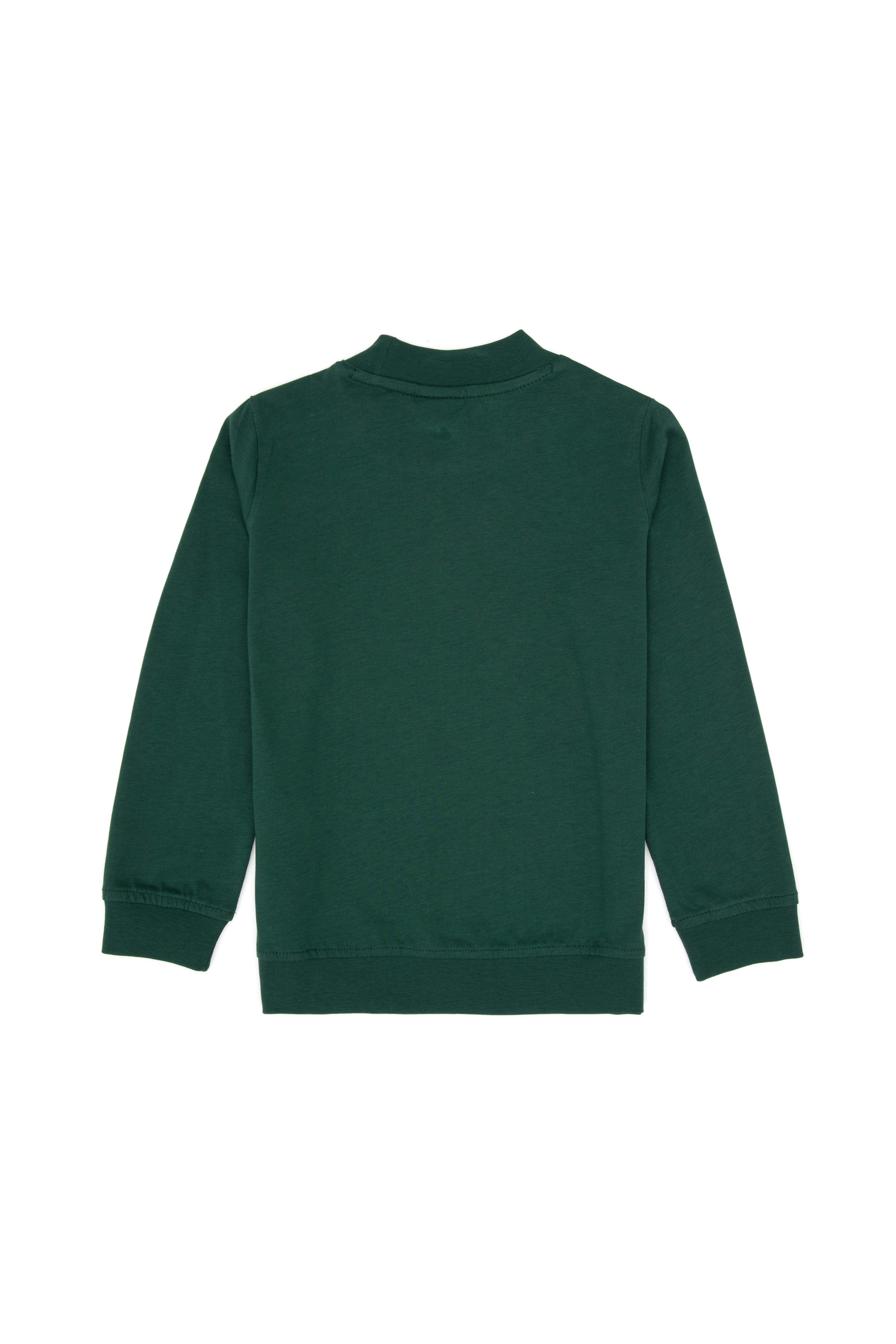 Erkek Çocuk Koyu Yeşil Basic Bisiklet Yaka Sweatshirt - Image 4