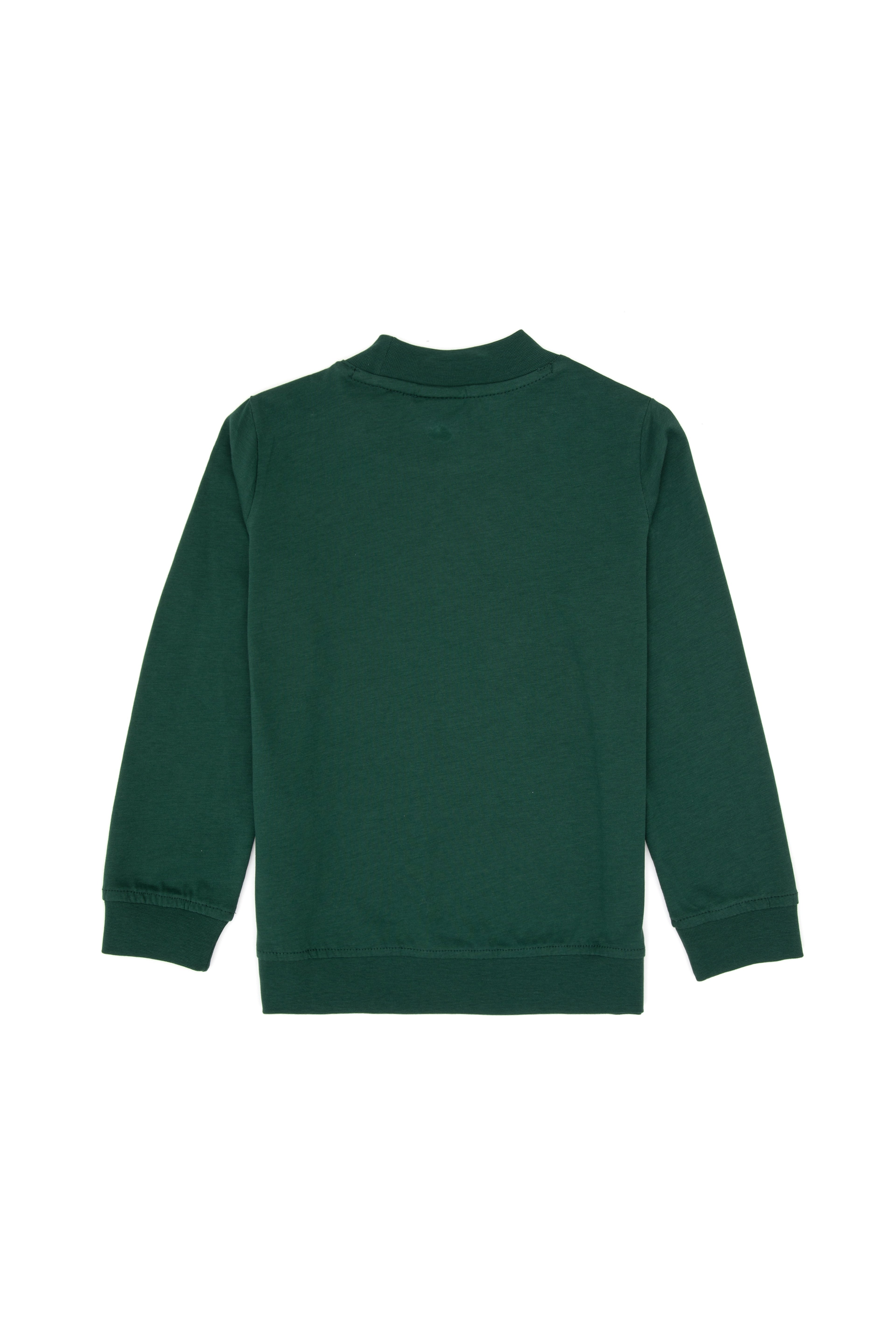 Erkek Çocuk Koyu Yeşil Basic Bisiklet Yaka Sweatshirt