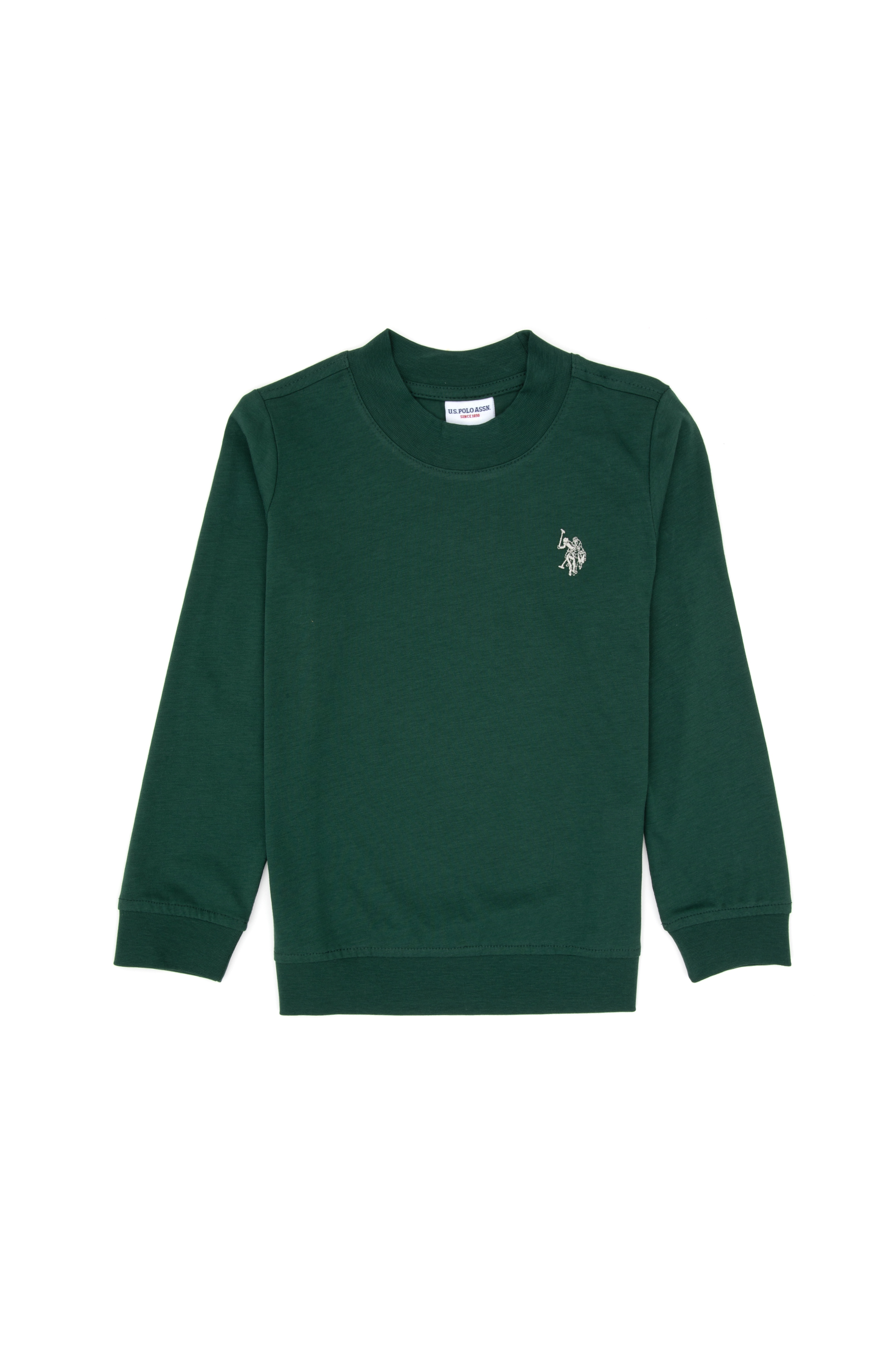 Erkek Çocuk Koyu Yeşil Basic Bisiklet Yaka Sweatshirt - Image 3