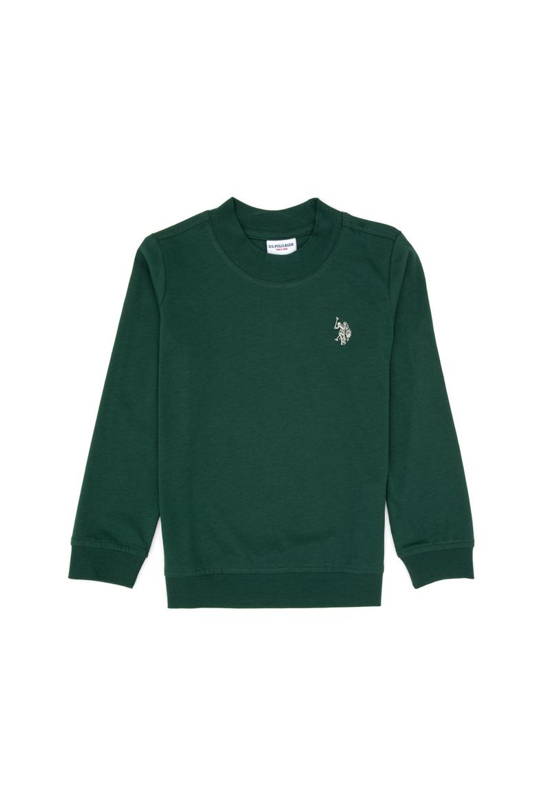 Erkek Çocuk Koyu Yeşil Basic Bisiklet Yaka Sweatshirt - 50314971017