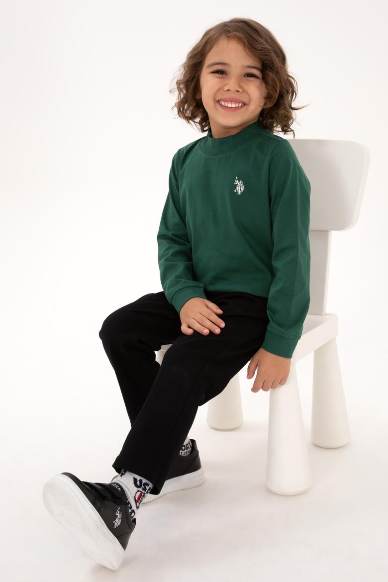 Erkek Çocuk Koyu Yeşil Basic Bisiklet Yaka Sweatshirt - 50314971017