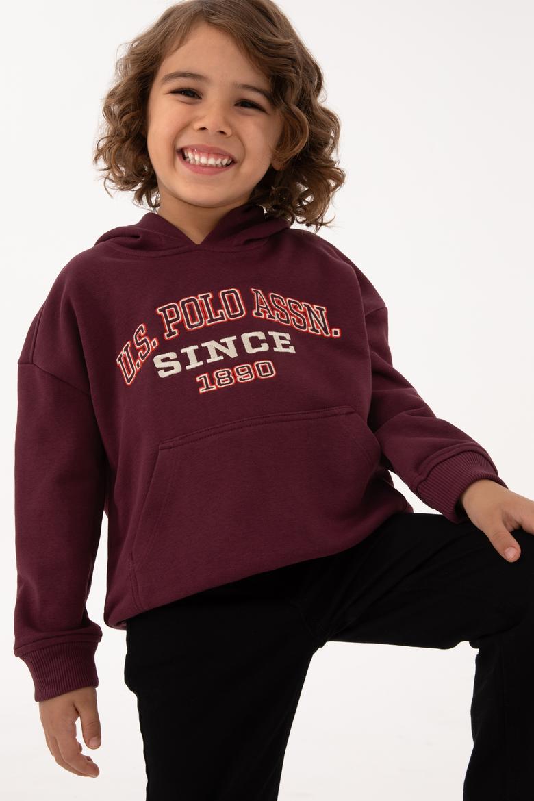 Erkek Çocuk Bordo Kapüşonlu Sweatshirt