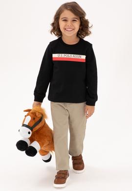 Erkek Çocuk Siyah Basic Bsiklet Yaka Sweatshirt - 50313994050