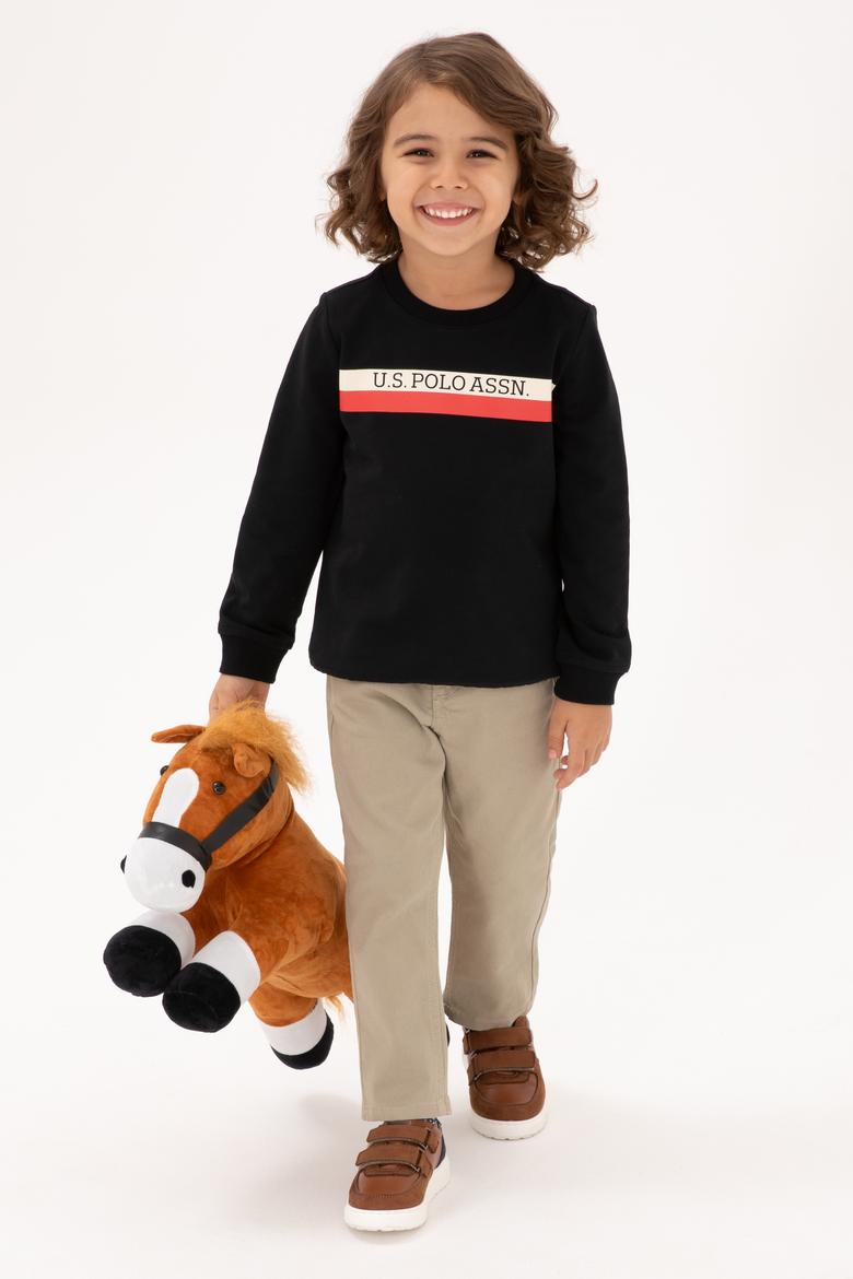 Erkek Çocuk Siyah Basic Bsiklet Yaka Sweatshirt - 50313994050