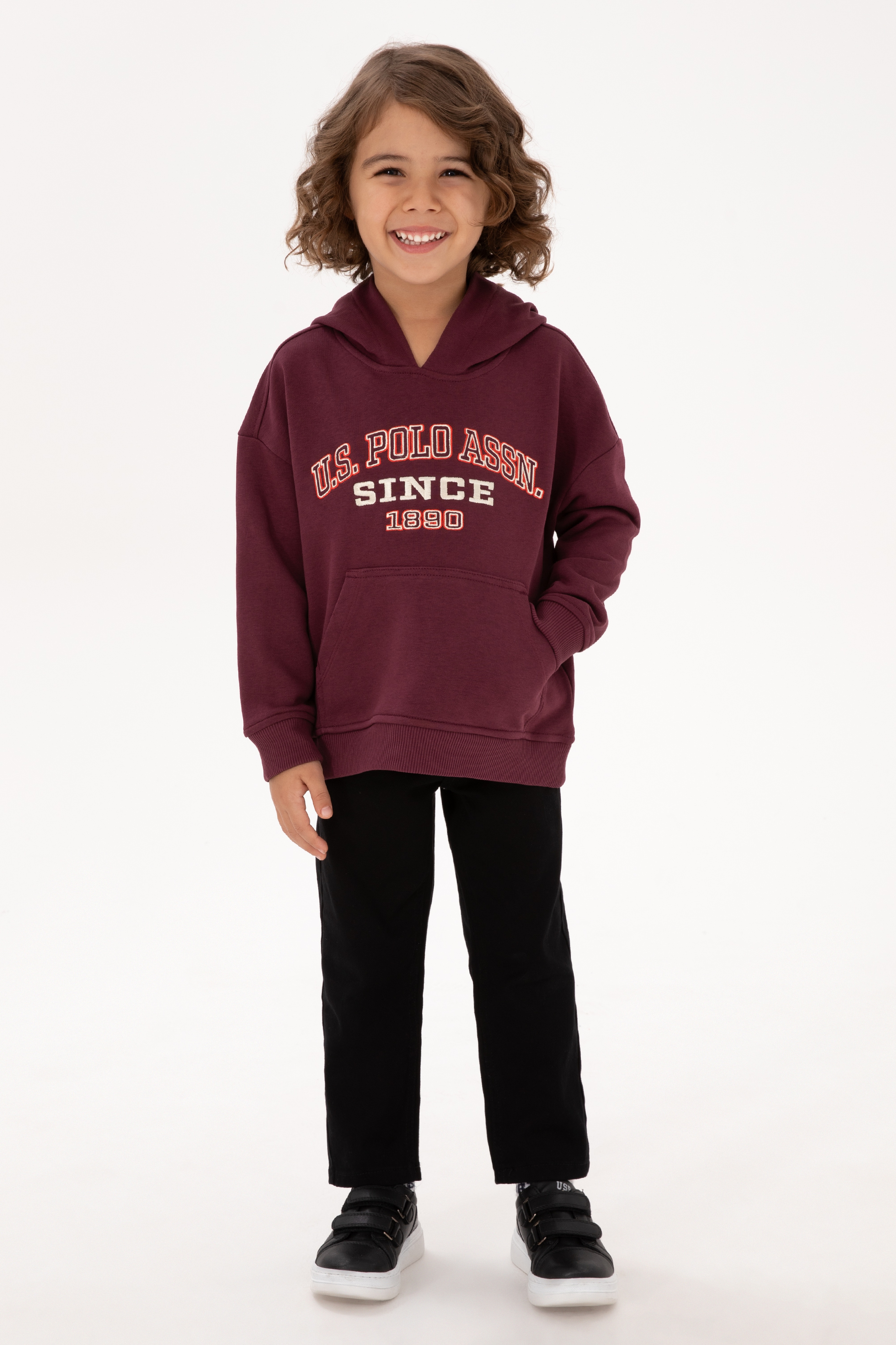 Erkek Çocuk Bordo Kapüşonlu Sweatshirt - Image 2