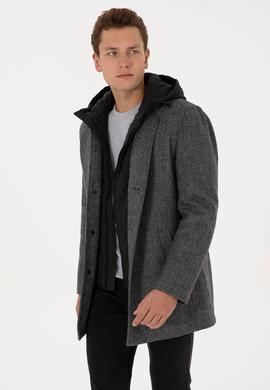 Erkek Gri Kaşe Kaban - 50310341017