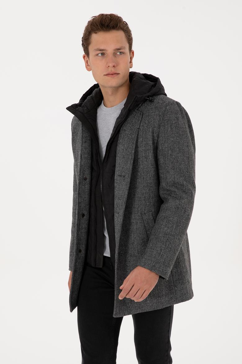 Erkek Gri Kaşe Kaban - 50310341017