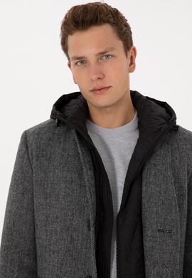 Erkek Gri Kaşe Kaban - 50310341017