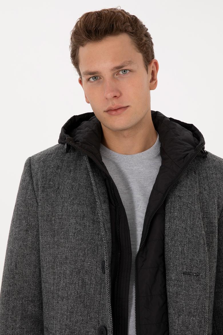 Erkek Gri Kaşe Kaban - 50310341017