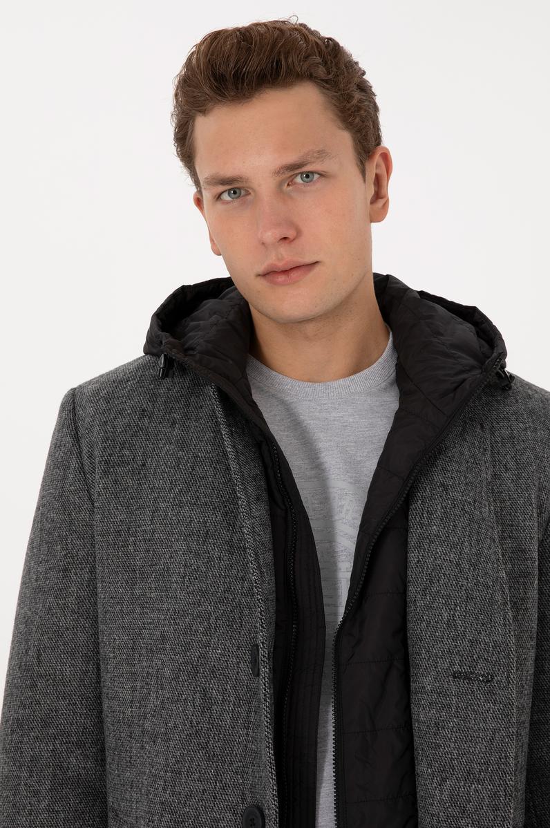 Erkek Gri Kaşe Kaban