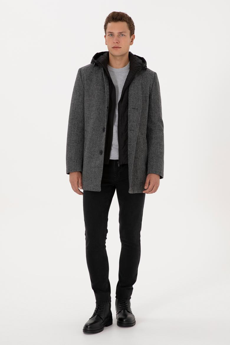 Erkek Gri Kaşe Kaban - 50310341017