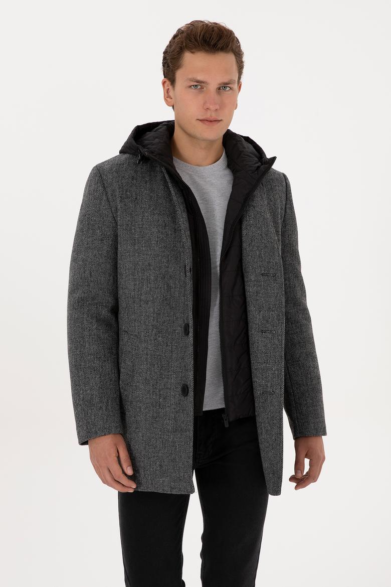 Erkek Gri Kaşe Kaban