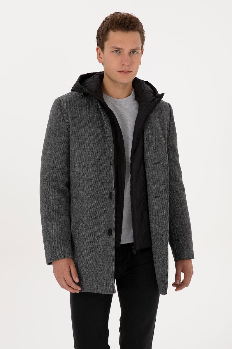 Erkek Gri Kaşe Kaban