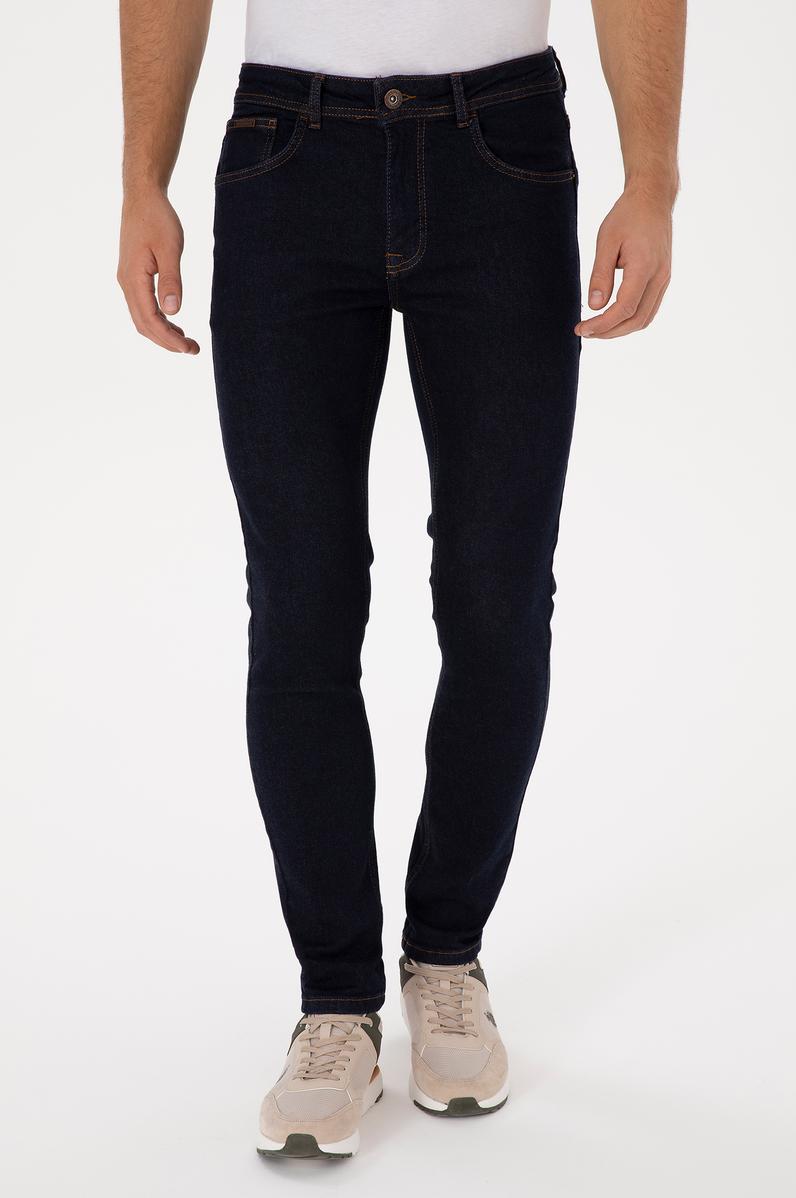 Erkek Koyu Mavi Real Slim Fit Jean Pantolon