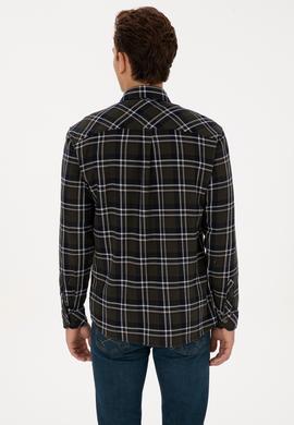 Erkek Koyu Yeşil Uzun Kollu Gömlek - 50313416015