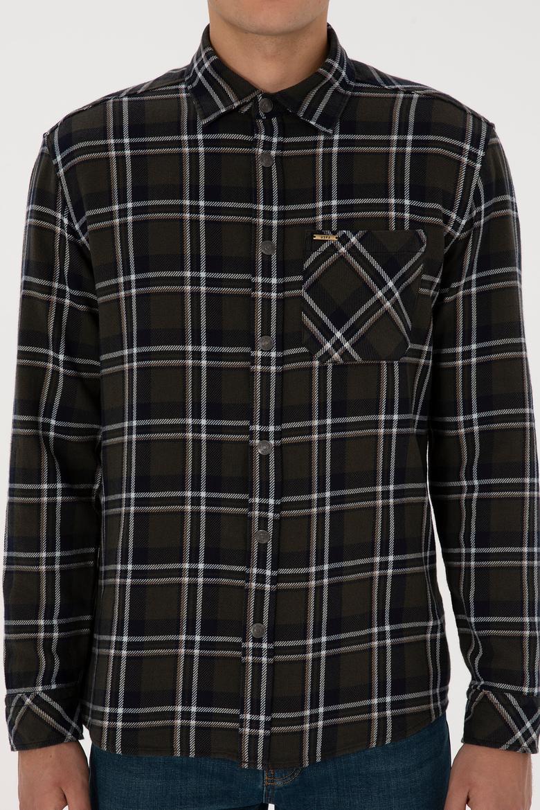 Erkek Koyu Yeşil Uzun Kollu Gömlek - 50313416015