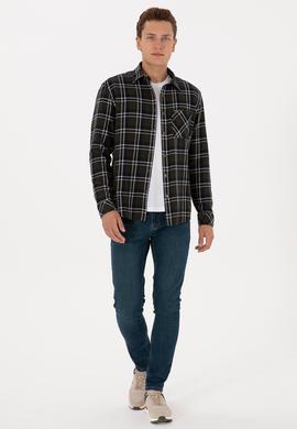 Erkek Koyu Yeşil Uzun Kollu Gömlek - 50313416015