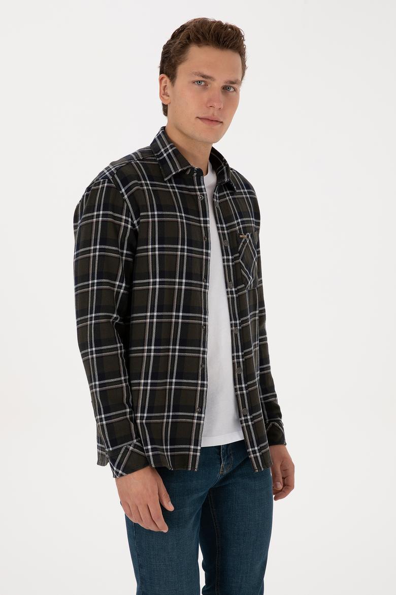 Erkek Koyu Yeşil Uzun Kollu Gömlek - 50313416015