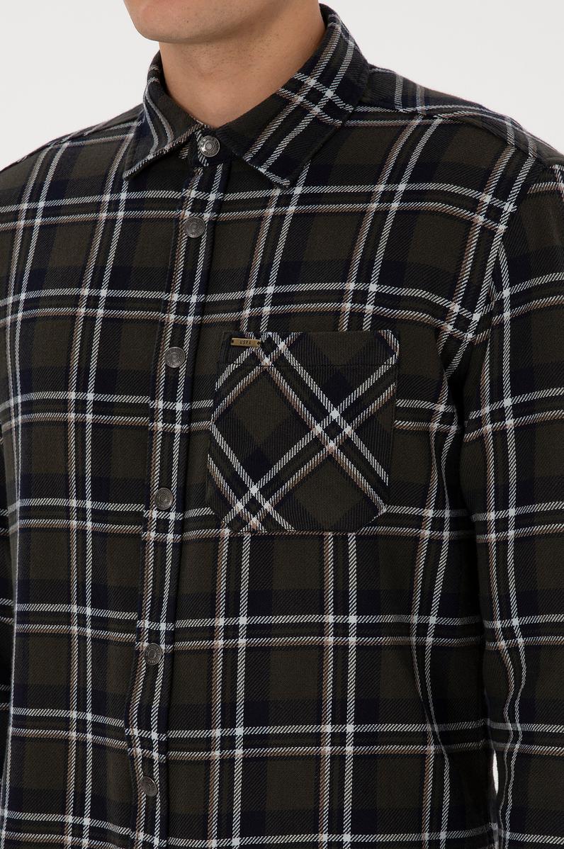 Erkek Koyu Yeşil Uzun Kollu Gömlek