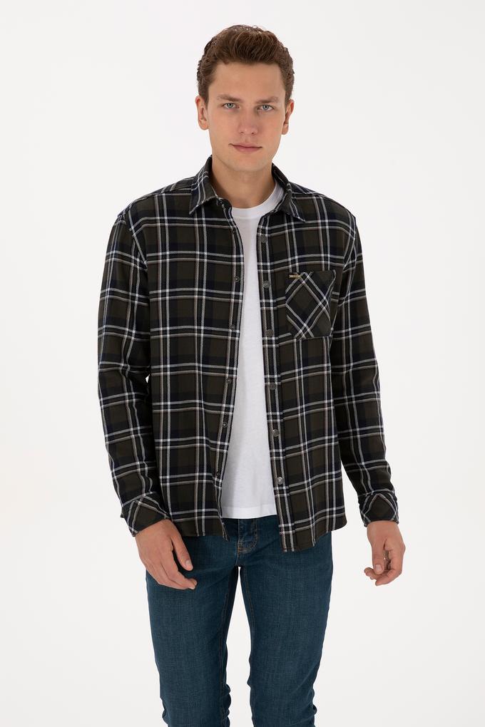 Erkek Koyu Yeşil Uzun Kollu Gömlek