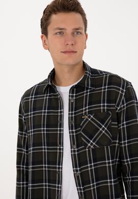 Erkek Koyu Yeşil Uzun Kollu Gömlek - 50313416015