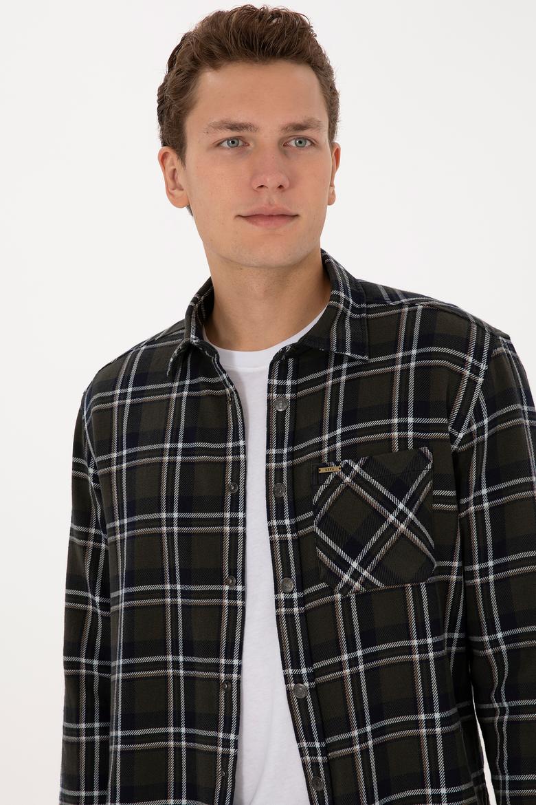 Erkek Koyu Yeşil Uzun Kollu Gömlek - 50313416015