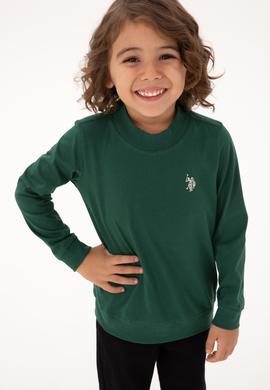 Erkek Çocuk Koyu Yeşil Basic Bisiklet Yaka Sweatshirt - 50314971017